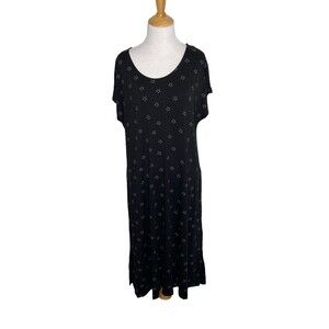 Gudrun Sjoden Kleid Galilei Black Flowers Floral Short Sleeve Dress New NWT Med